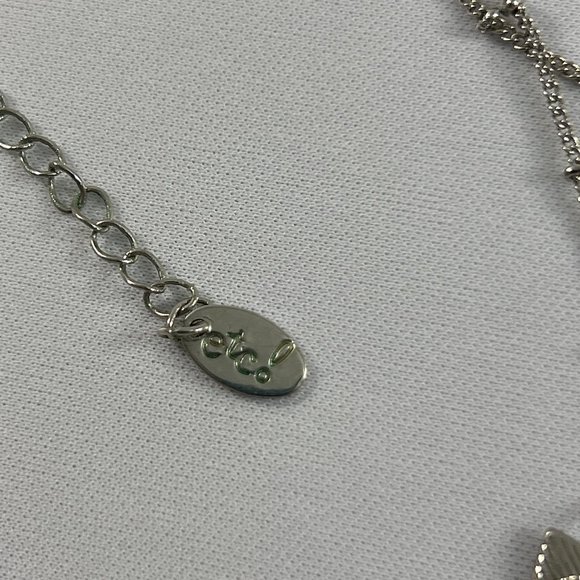 Etc! Necklace Silver Tone Dangle Charms Owl Leaf Heart Eiffel Tower Rhinestones - Picture 9 of 12